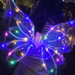 Girls Electrical Butterfly Wings With Music Lights Automatic Swing Sparkling Fairy Princess Wings For Birthday Wedding Christmas