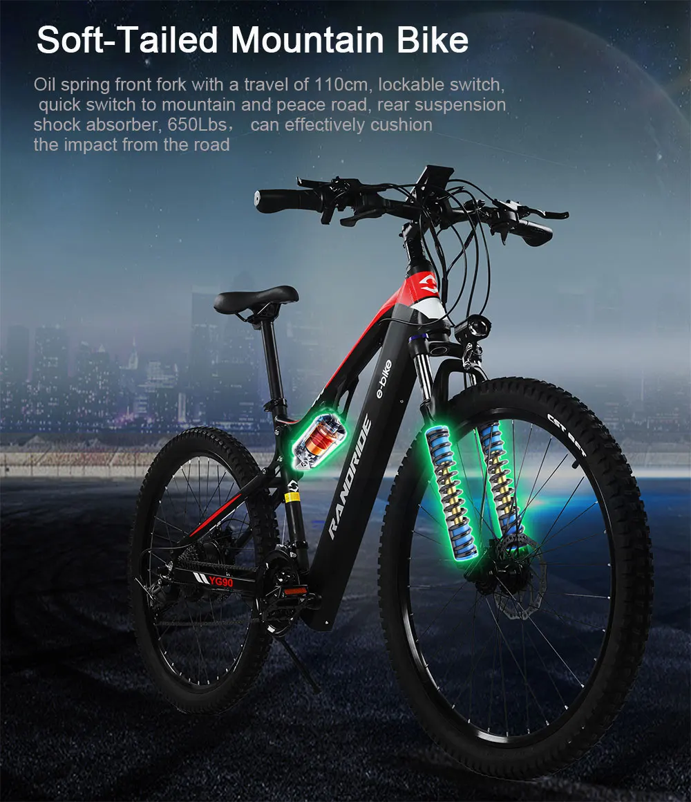 油圧式電動自転車,RANDRIDE-YG90 W,48V,17Ah,高速バッテリー