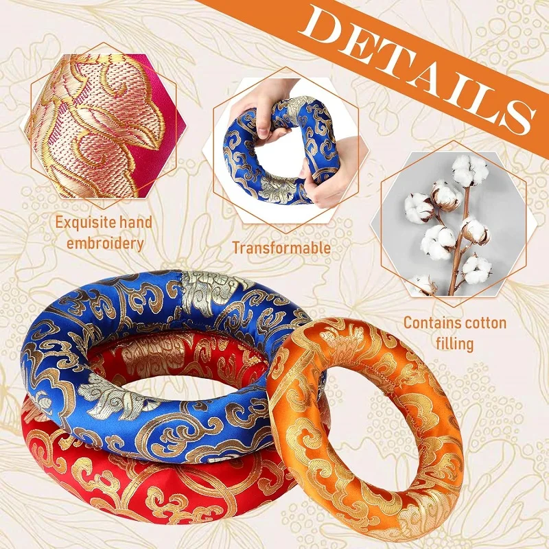 8-16cm Handmade Embroidered Music Bowl Sound Mat Tibetan Cushion Silk Pillow Round Pads Singing Bowls Decorative Base In Nepal music bowl cushion