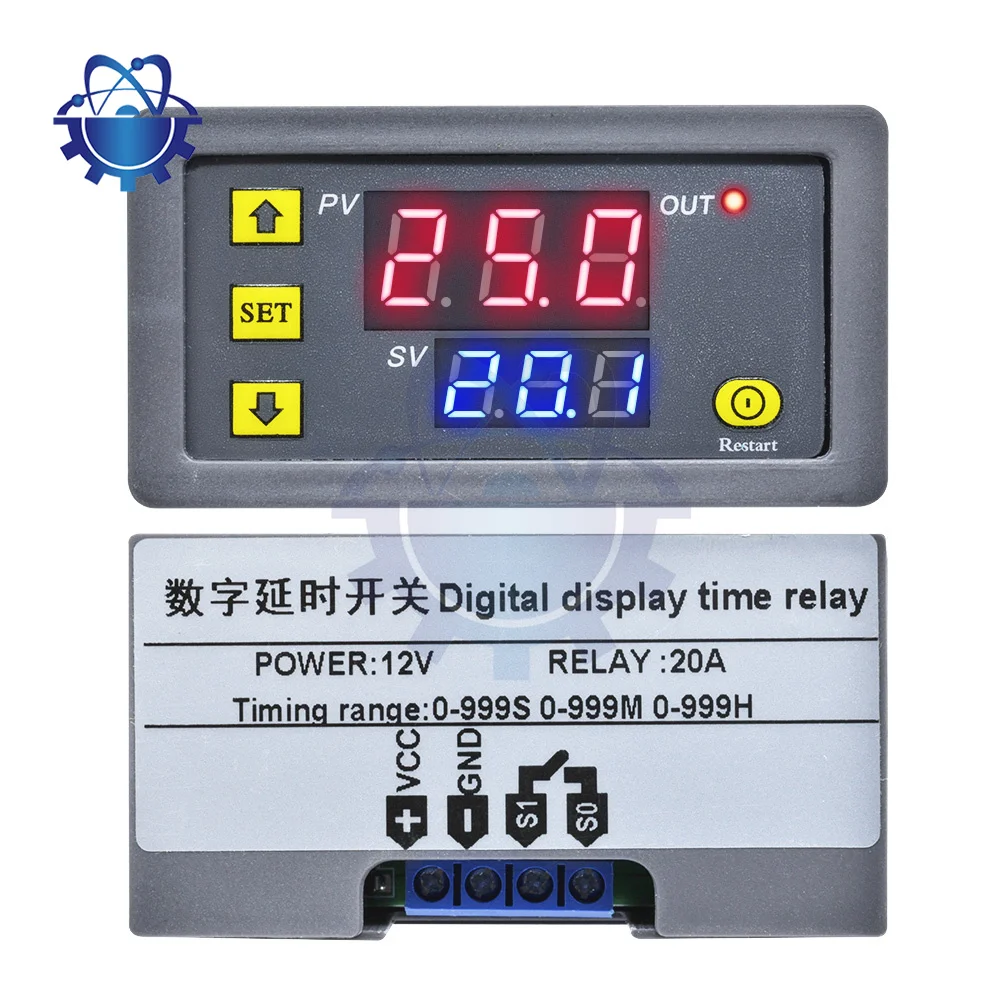 T3230 12/24V 110V 220V Digital Time Delay Relay LED Display Cycle Timer Control Switch Adjustable Timing Relay Time Delay Switch