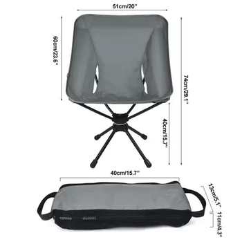Swivel Detachable Chairs Camping Folding Chair Outdoor Backpacking Lightweight Seat with Carry Bag for Fishing Hiking 3