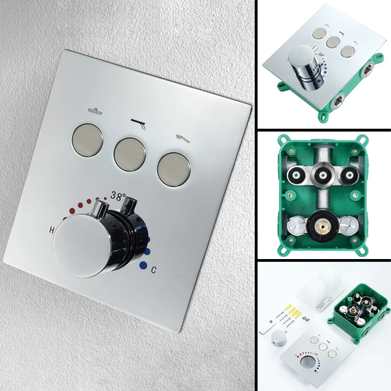 Bathroom Accessorie Facilities G1/2thread Interface Electroplated Shower Switch Panel Thermostatic Control Valve in-wall Mountin