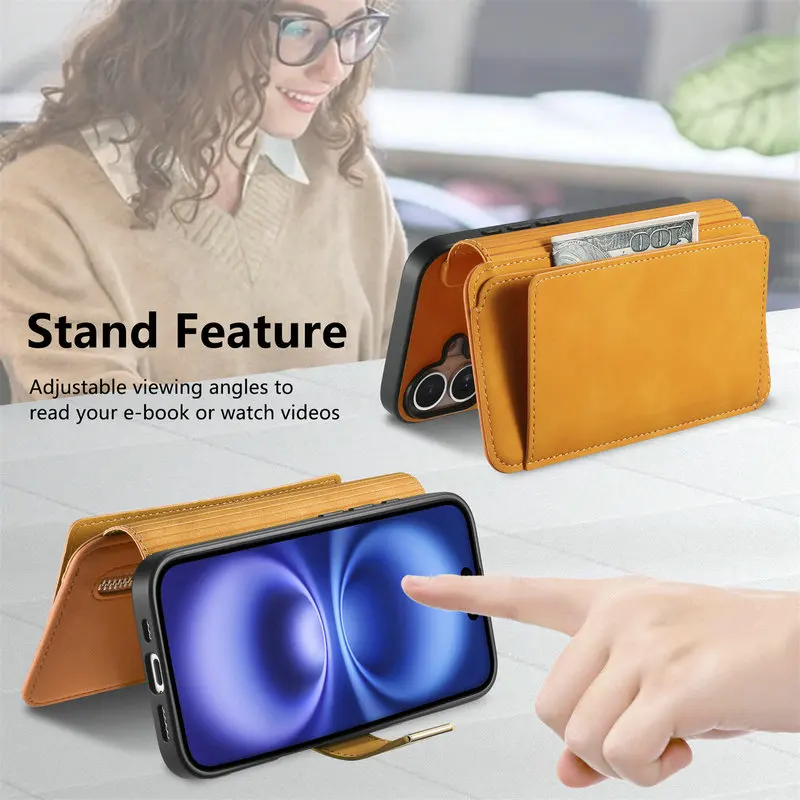 Premium Realme Leather Wallet Case - Detachable 2-in-1 Design with MagSafe Compatibility