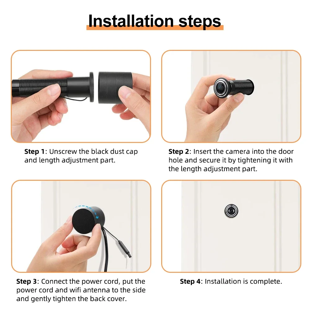 PEGATAH 1-6PCS 2MP WiFi Door Peephole Camera Motion Detection Two-Way Audio Wireless Viewer for Home Security Tuya Smart Life