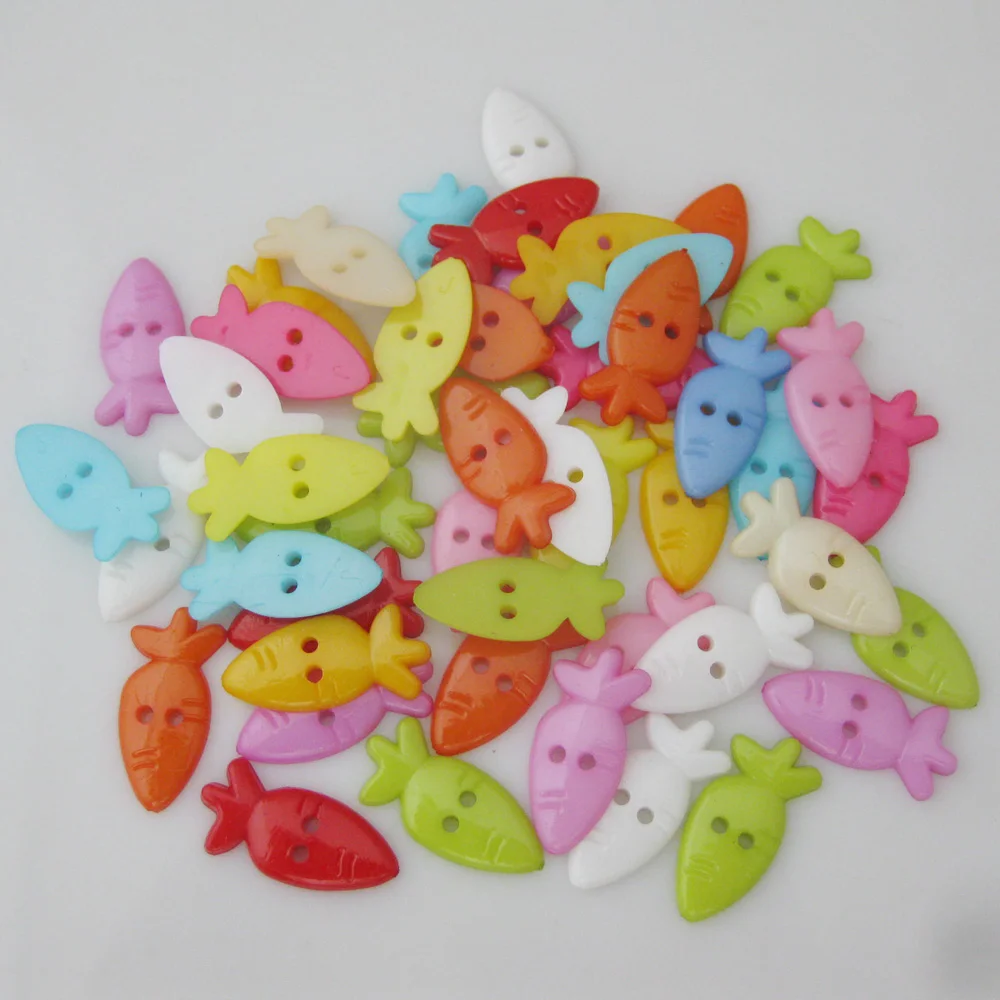 NBNNOA About 1" high Cutely Fruit Flatback Buttons Plastic Carrot Mixed Colors 50Pcs DIY Sewing Clothes Craft Accessory 5