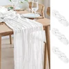 3pcs White Cheesecloth Table Runner Boho Gauze Cheese Cloth for Wedding Bridal Baby Shower Birthday Party Cake Table Decorations 1