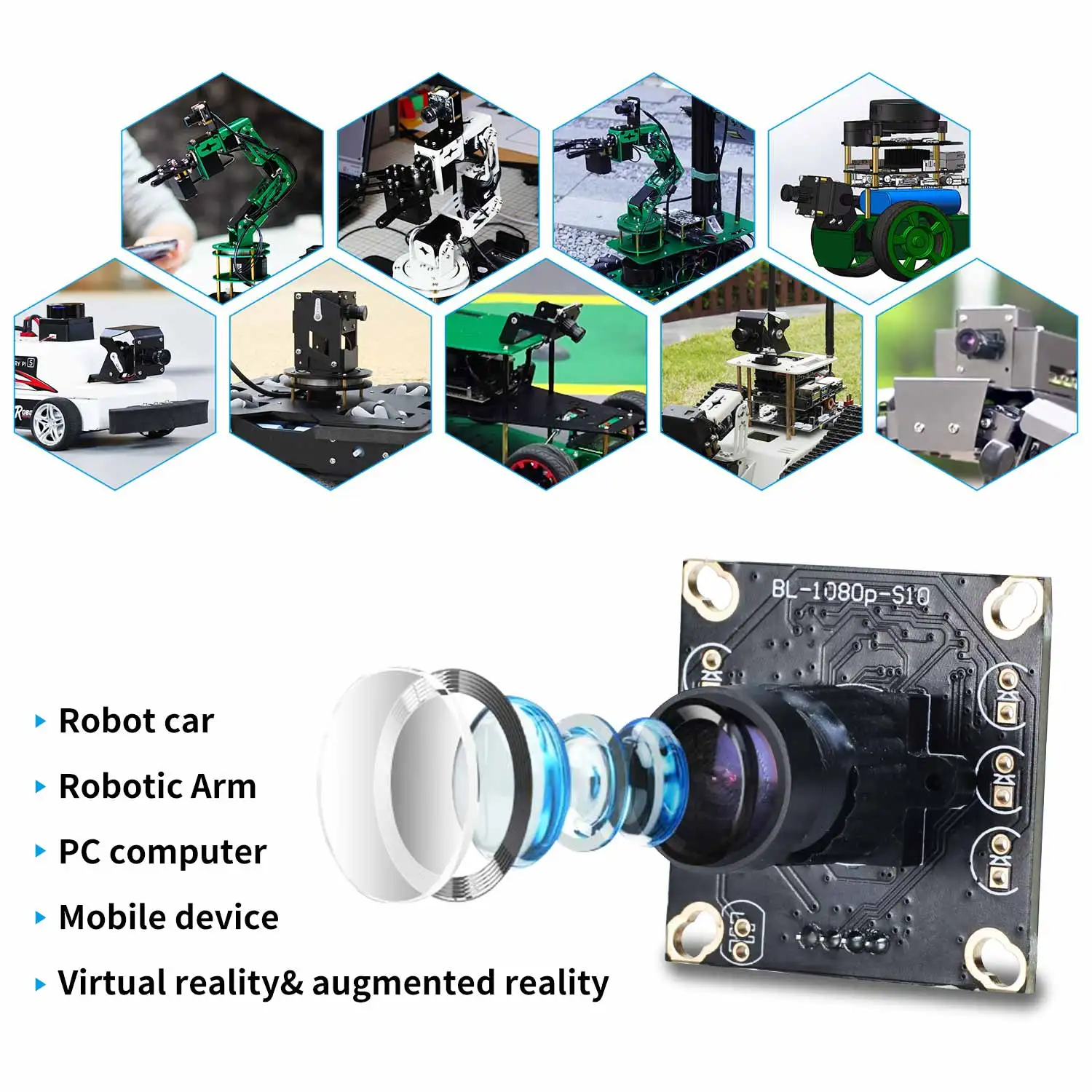Modulo fotocamera USB CMOS USB 2.0 Webcam per Android Windows Linux Mac Computer PC Laptop 1M 2M Pixel FOV 50 ° 120 ° 148 ° Opzionale - immagine 2