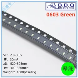 0603 Green SMD LED Light 1608 Light-emitting Diode High Bright Quality 100pcs