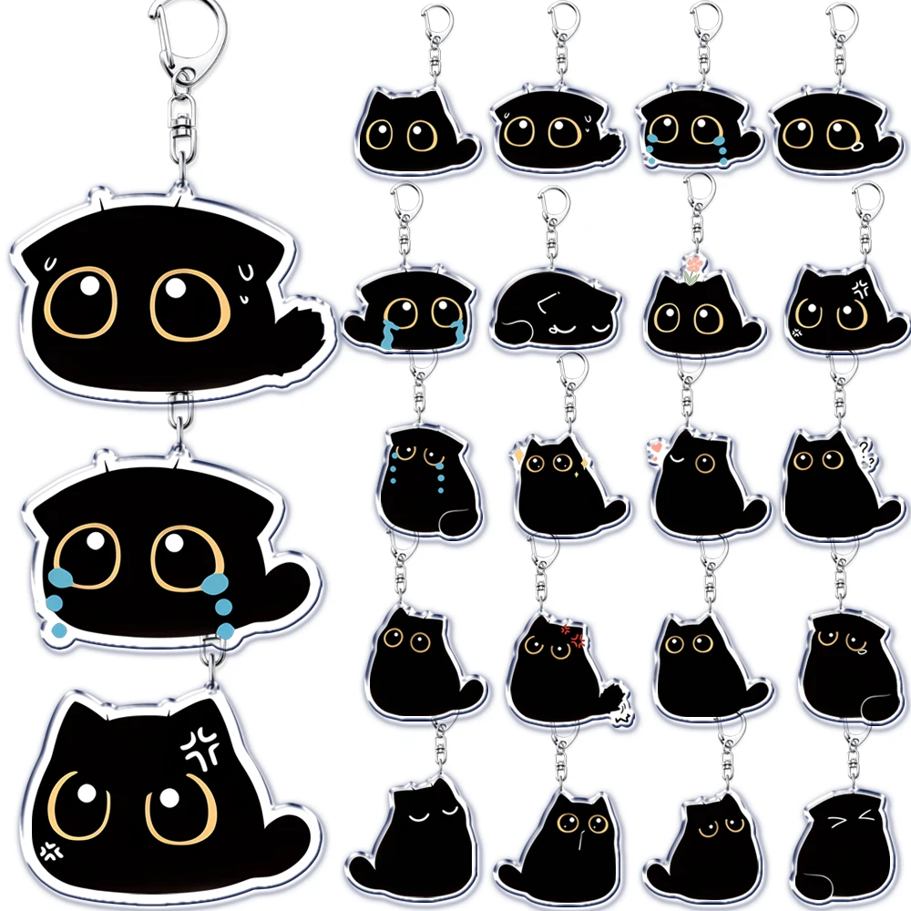 Portachiavi Simpatico A Forma Di Gatto Nero, 2 Pezzi, Accessorio Kawaii Per Borse E Zaini, Regalo Per Amanti Dei Gatti