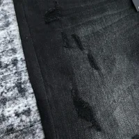 men  retro washed white leather patch distressed black jeans 2