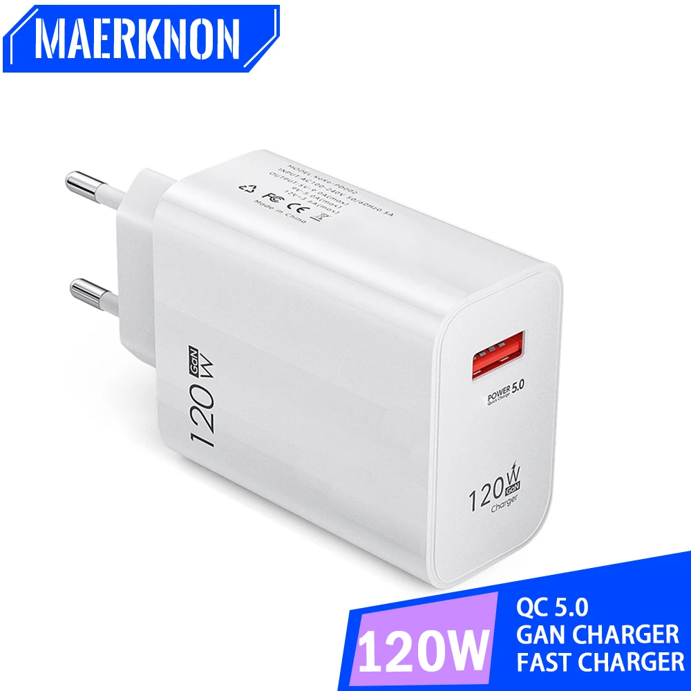 

Quick Charge 5.0 120W GaN USB Charger Fast Charging EU/US Plug Wall Charger For iPhone Huawei Xiaomi Samsung Phone Power Adapter