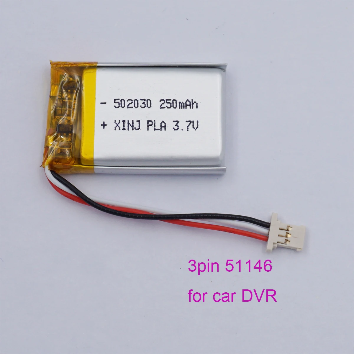 

3.7V 250mAh 502030 Polymer Rechargeable Li Lithium Lipo Battery JST 3Pin MOLEX 51146 For Car DVR Gamera Dash Cam GPS Sat Nav mp4