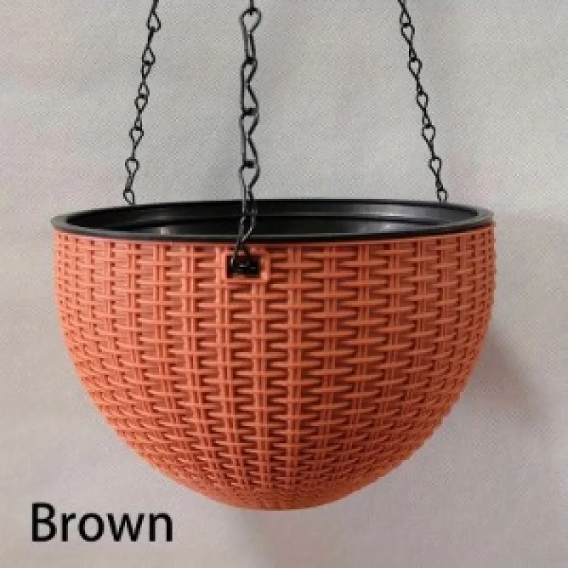 Description Picture 4 of itemEuropean Style Braid Pattern Imitation Rattan Hanging Hanging Plastic Resin Flower Pot Hanging Pot Indoor Hanging Basket