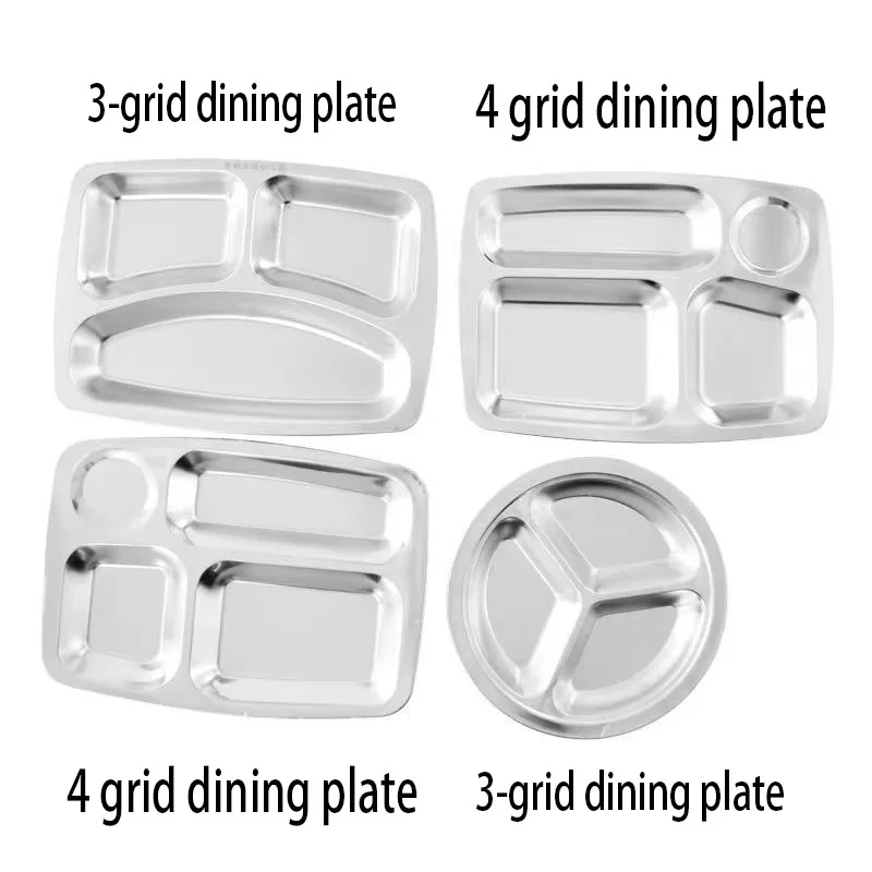 

Divided stainless steel fast food plate for employees, children, kindergarten cafeteria, primary and secondary school students