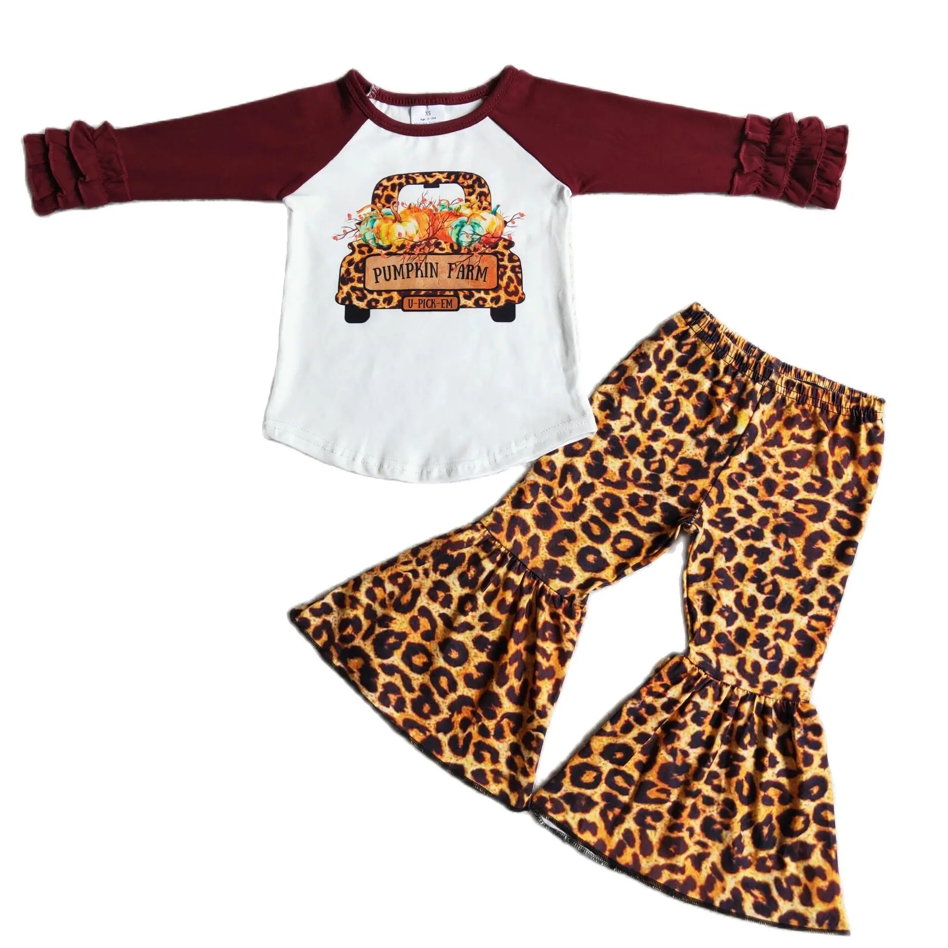 

Pumpkin Cart Lace Long Sleeve Leopard Print Pants