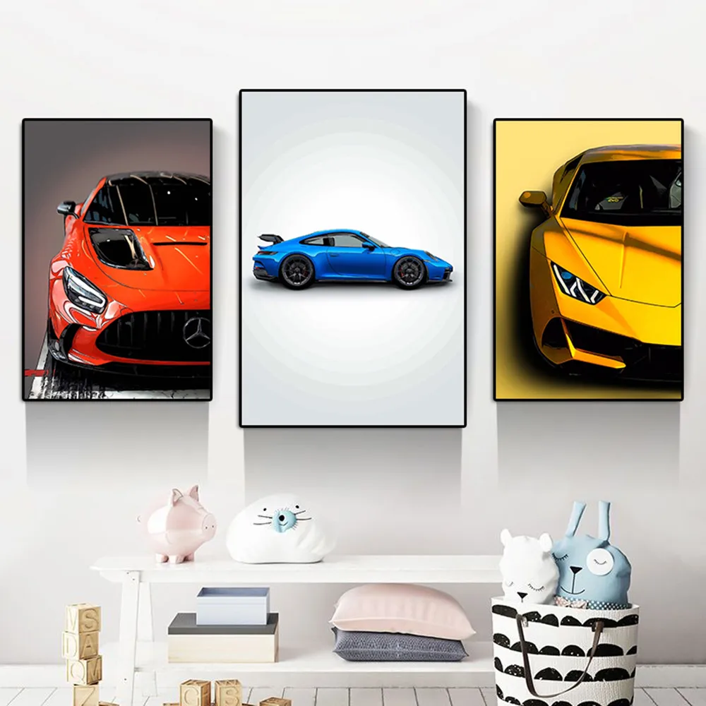 Luxury Supercar Lamborghini Art Canvas Painting Sports Car Porsche 911 Sports Car Fanale Posteriore Poster Wall Art Room Home Decor