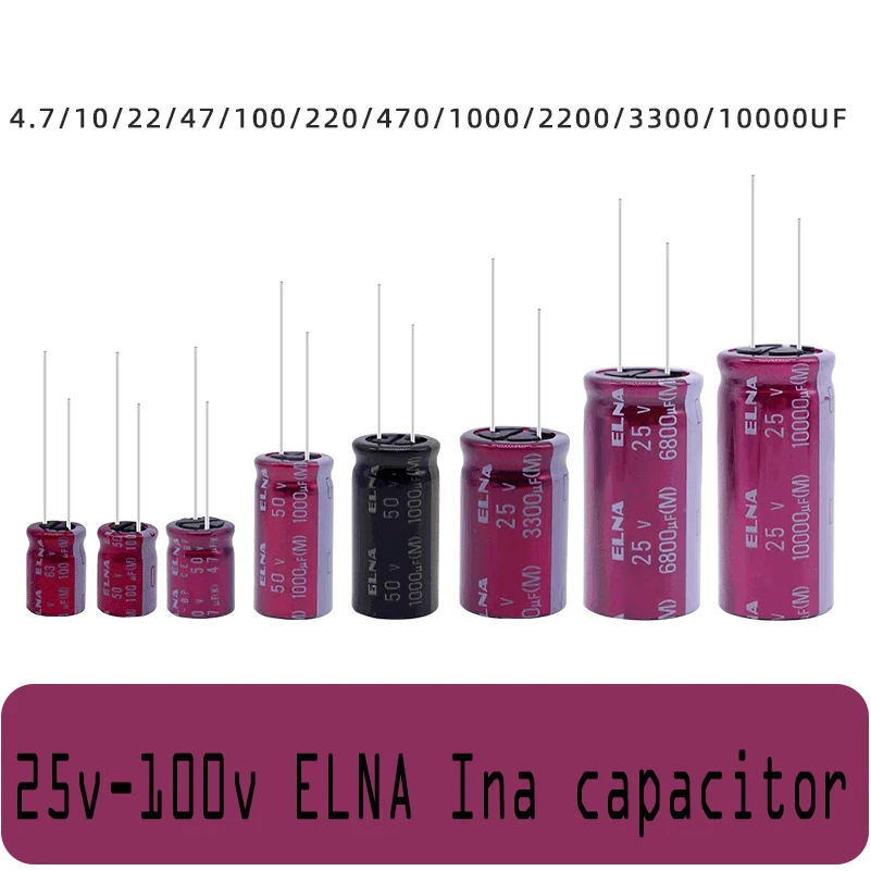 5PCS Imported from Japan ELNA Yina capacitor purple red robe 4.7/100/220/470/1000/6800UF 25V 35V 50V 63V 100V