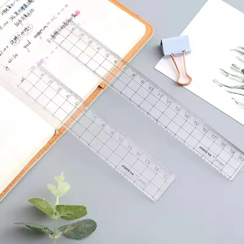 15CM 투명 긴 직선 자, 시험용 드로잉 도구 세트, 자, 눈금자, 플라스틱 학습용 문구