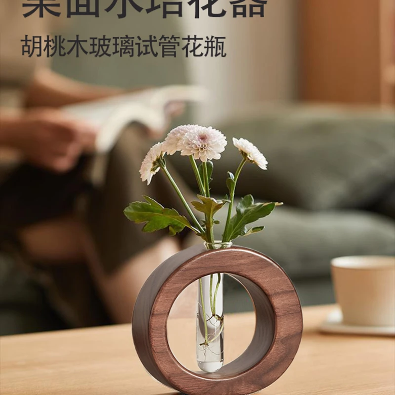 

Walnut desktop ornaments hydroponics dried flowers and green plants advanced creative Chinese closet porch living room