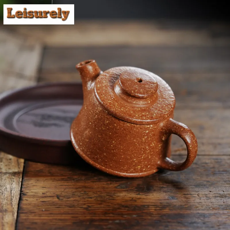 70ml Exquisite Yixing Purple Clay Teapots Handmade Giant Wheel Pot Raw Ore Coarse Sand Tea Brewing Kettle Zisha Tea Set Teaware