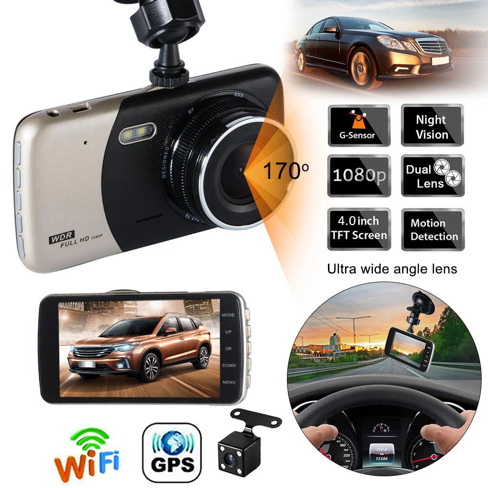 

Car DVR WiFi 4.0" Full HD 1080P Dash Cam Rear View Camera Video Recorder Night Vision Auto Dashcam Black Box GPS Car Accessories