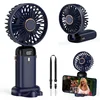 USB Handheld Mini Fan Foldable Portable Neck Hanging Fans 5 Speed USB Rechargeable Fan with Phone Stand and Display Screen 1