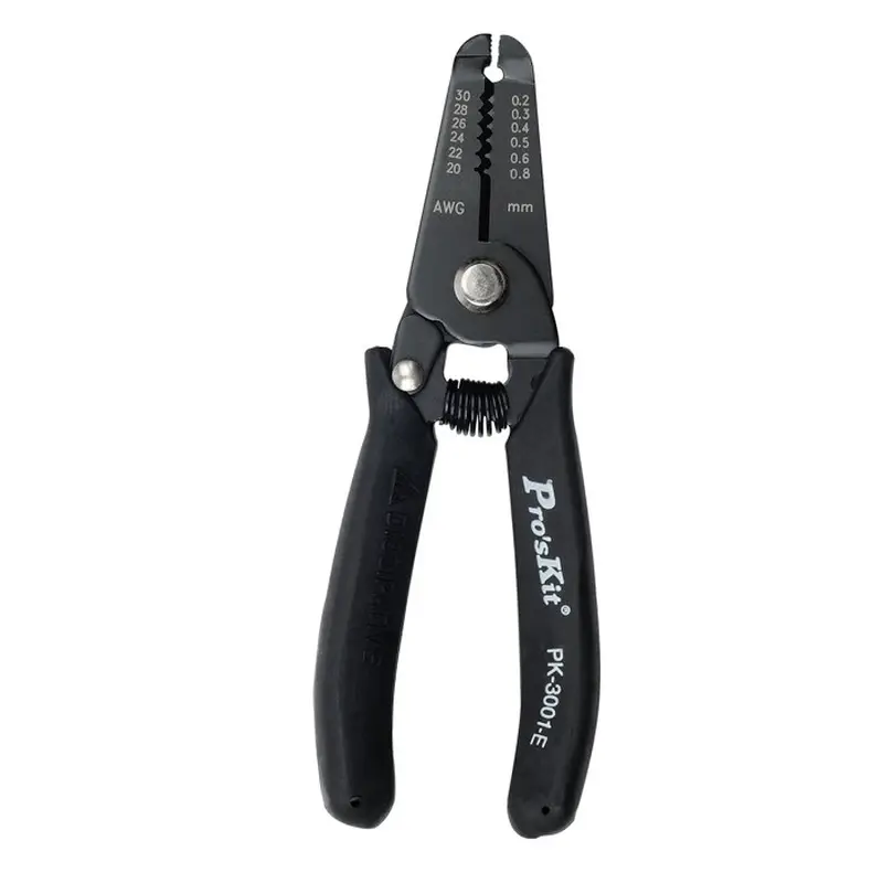 Pro'sKit Precision Wire Strippers AWG 30-20 1PK-3001E Anti-Static Black Insulated Handle Cutting Pliers Electrician Tools image 5