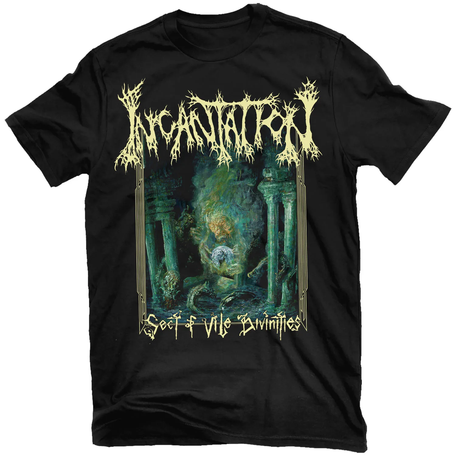 

Death Metal band Rock Album Sect of Vile Divinities T-Shirt New 100% Cotton Short Sleeve O-Neck Casual Mens T-shirt Streetwear