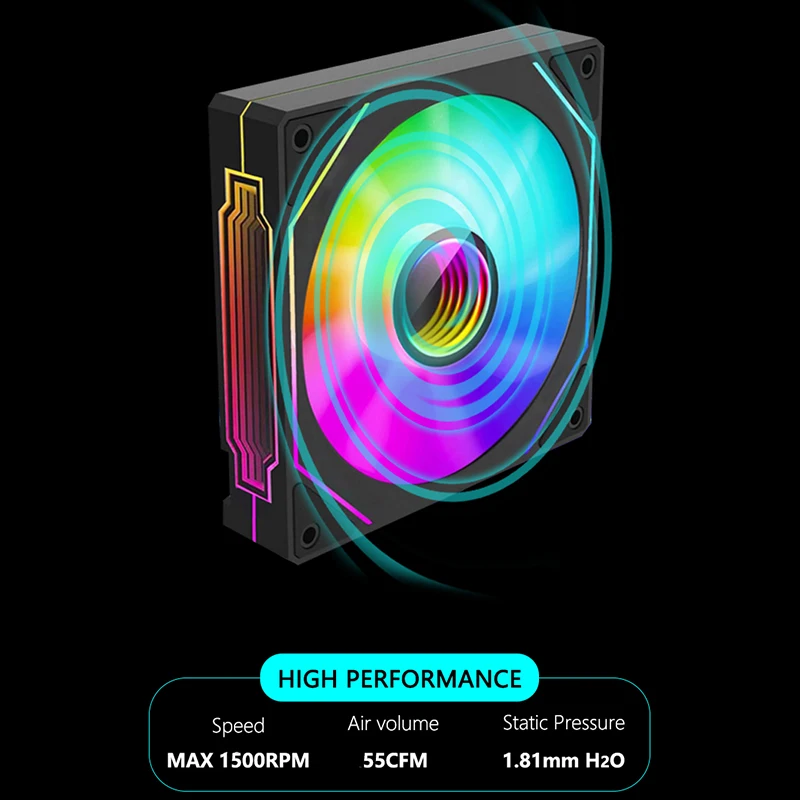 Ventilador Case 5v Argb Efeito Espelho Infinito Silencioso 12cm Ventiladores Rgb para pc Refrigeração Stystem Cpu Refrigerador de Água Jumpeak-ms120 mm - Imagem 3