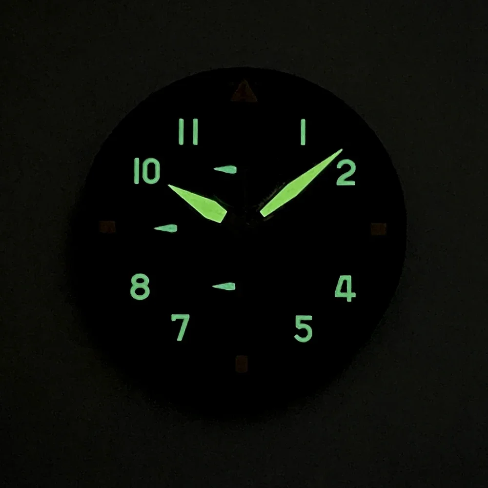 Copper Pilot Chronograph Dial & Hands Set with Green Lume, 12-Hour Display, Black Finish