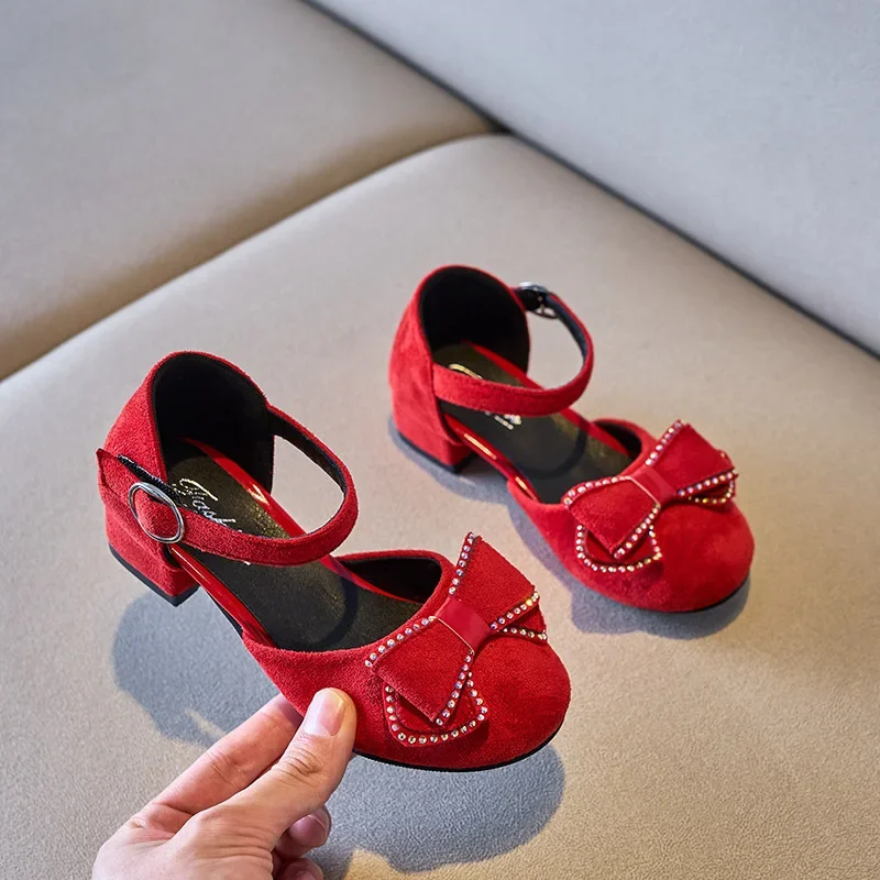 Girls Leather Sandals Low Heel Korean Style Mary Janes