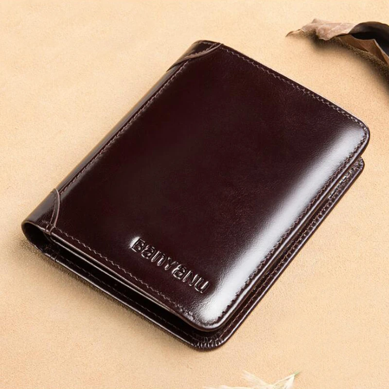 Genuine Leather Trifold Wallet for Men