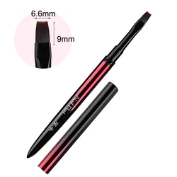 Luxurious Metal Handle Nail Art Brush - Precision DIY Manicure Tool for Acrylic, Gel, and Extension Designs (A - Flat)