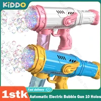Automatic Electric Bubble Gun 10 Holes Rocket Bubble Machine blower Maker Soap Water with LED Toy for Children Wedding Party 1