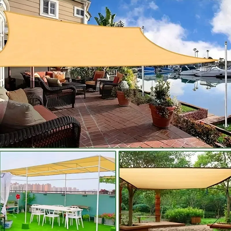 200x 400cm Summer Outdoor Sunshade Net Beige Wrapped Perforated Cloth Thickened Heat Insulation