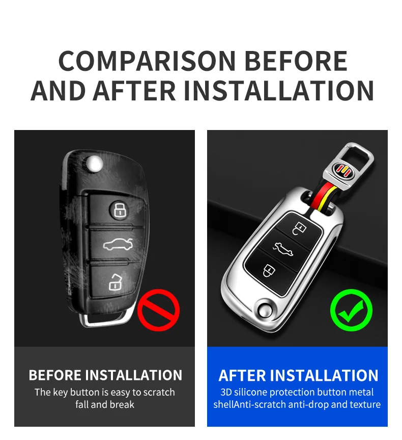 Portachiavi con copertura a distanza per auto in metallo Fob per Audi A1 A3 8P 8L A4 A5 B6 B7 A6 A7 C5 C6 4F Q3 Q5 Q7 Q8 TT S3 S4 S6 RS accessori 9 Portachiavi con copertura a distanza per auto in metallo Fob per Audi A1 A3 8P 8L A4 A5 B6 B7 A6 A7 C5 C6 4F Q3 Q5 Q7 Q8 TT S3 S4 S6 RS accessori - S123f7e6afb7f46fc832fb62ca0bb5060K