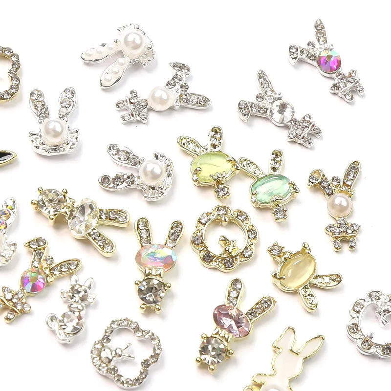 

20pcs 2023 Rabbit Sparkle Quality Zircon Nail Decoration Rhinestone Crystal AB Charm Luxury Nail Art Charm DIY Manicure Supplies