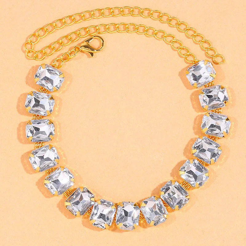 Fashion Gold Plated Green Square Unique Design Women Anklet Anniversary Gift Beach Party Jewelry Work Noble