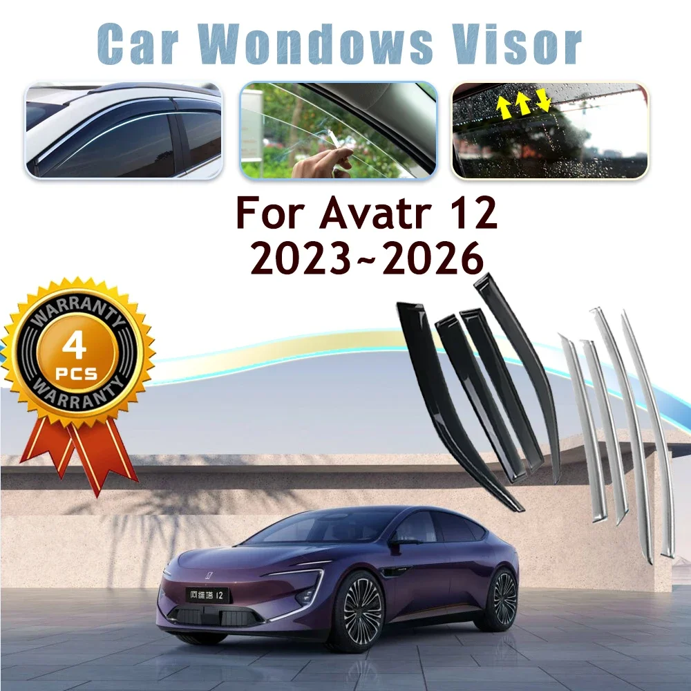 

4pcs Car Window Visors For Avatr 12 One Two 2023 2024 2025 2026 Rain Sun Snow Guard Awning Deflector Windshield Auto Accessories
