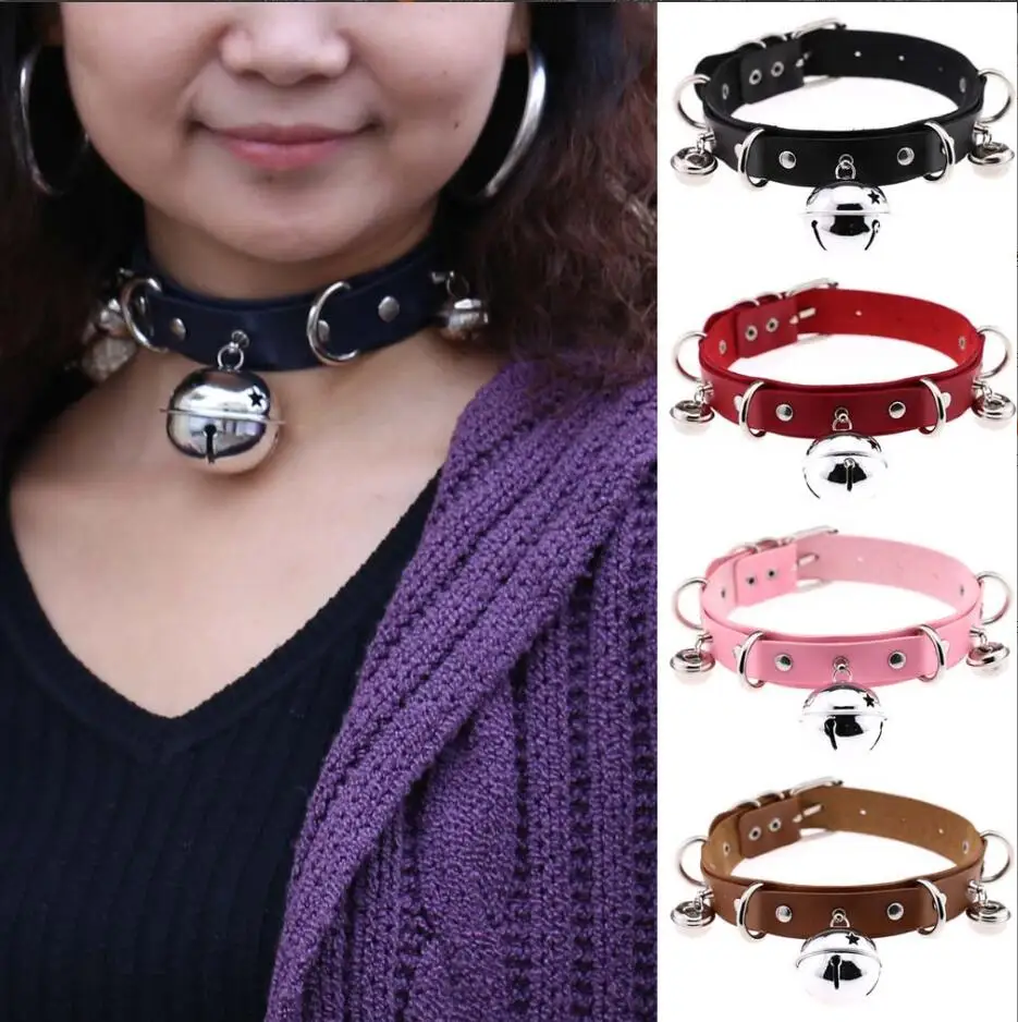 

Trendy Punk Leather Choker Necklace Multilayer Bells Metal Chocker Collar Necklace Handmade Boho Gothic Costume Jewelry S2959