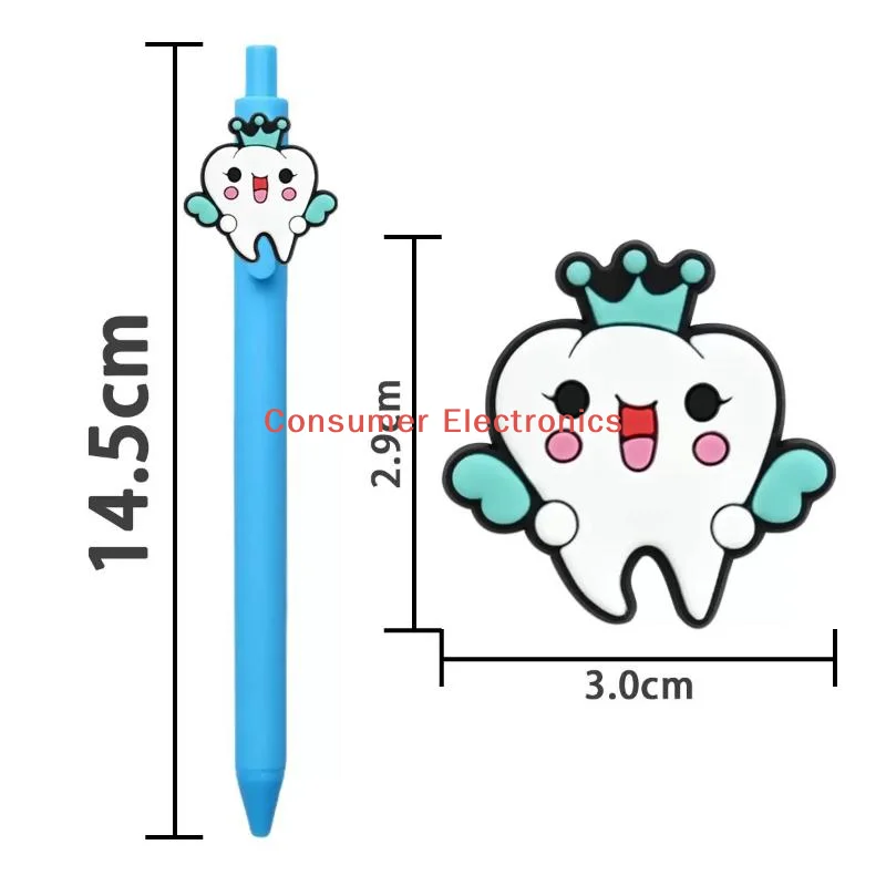 10Pcs 블루 시리즈 개폐식 젤 펜 치과 의사 치아 테마 소프트 젤 펜 스마일 치아 시리즈 볼펜 학생 문구