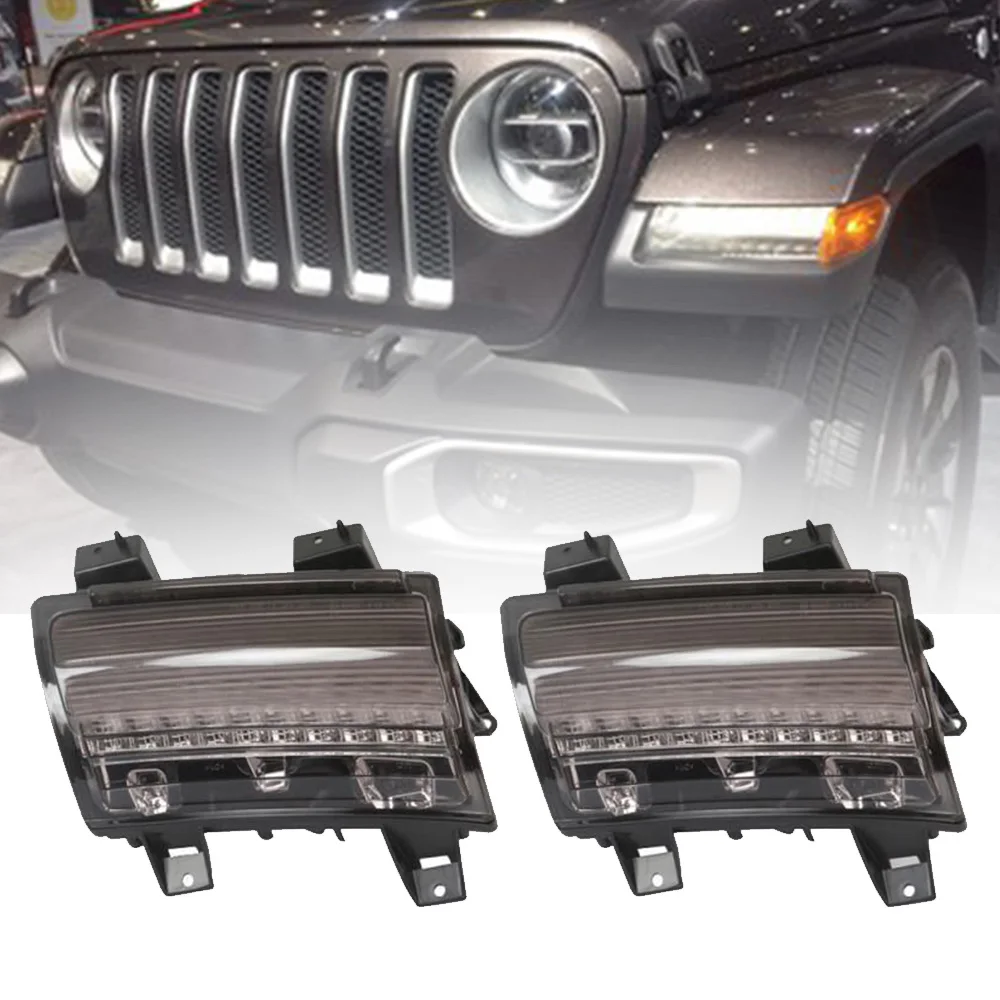 Для Jeep Wrangler JL 2018 2019 переднее крыло огни копченые светодиодные новые дневные