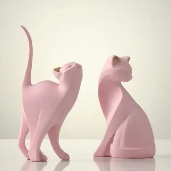 Figurine en résine de couple de chat pour la décoration de la maison, figurine animale, cadeau de mariage créatif européen, sculpture décorative 1