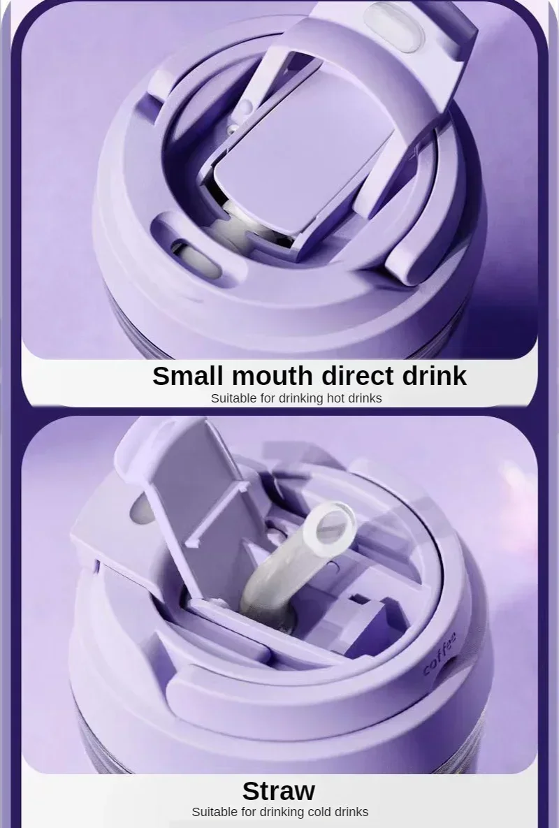 400ml Portable Straw Coffee Cup Children Glass Glass Cup Insulated  Anti-scald Sealed Drinking Water Bottle for Milk Juice