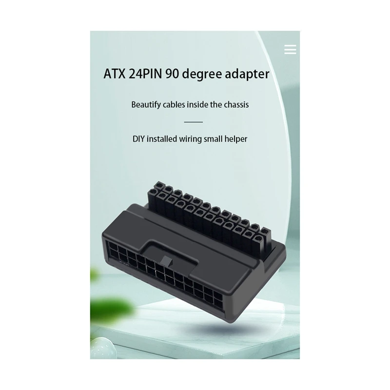 마더보드 메인 케이블 커넥터, ATX 24 핀 90 도 메인 플러그 어댑터, DIY 장착 액세서리, 2 개