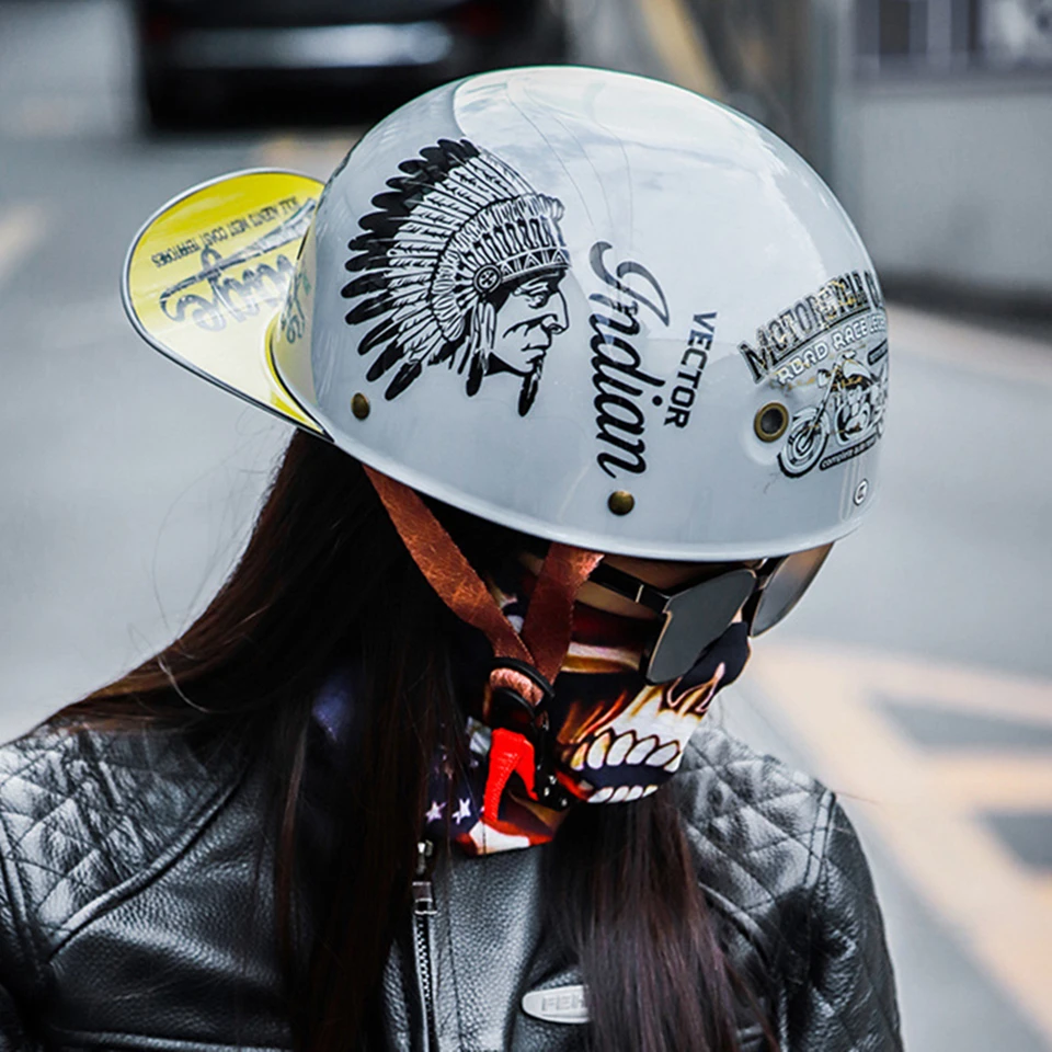 Retro Open Face Motorcycle Helmet Unisex Vintage Style