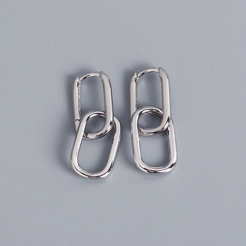 

925 Sterling Silver Oval Hoop Earrings For Women Geometric Hot Elegant Love Earrings Gift