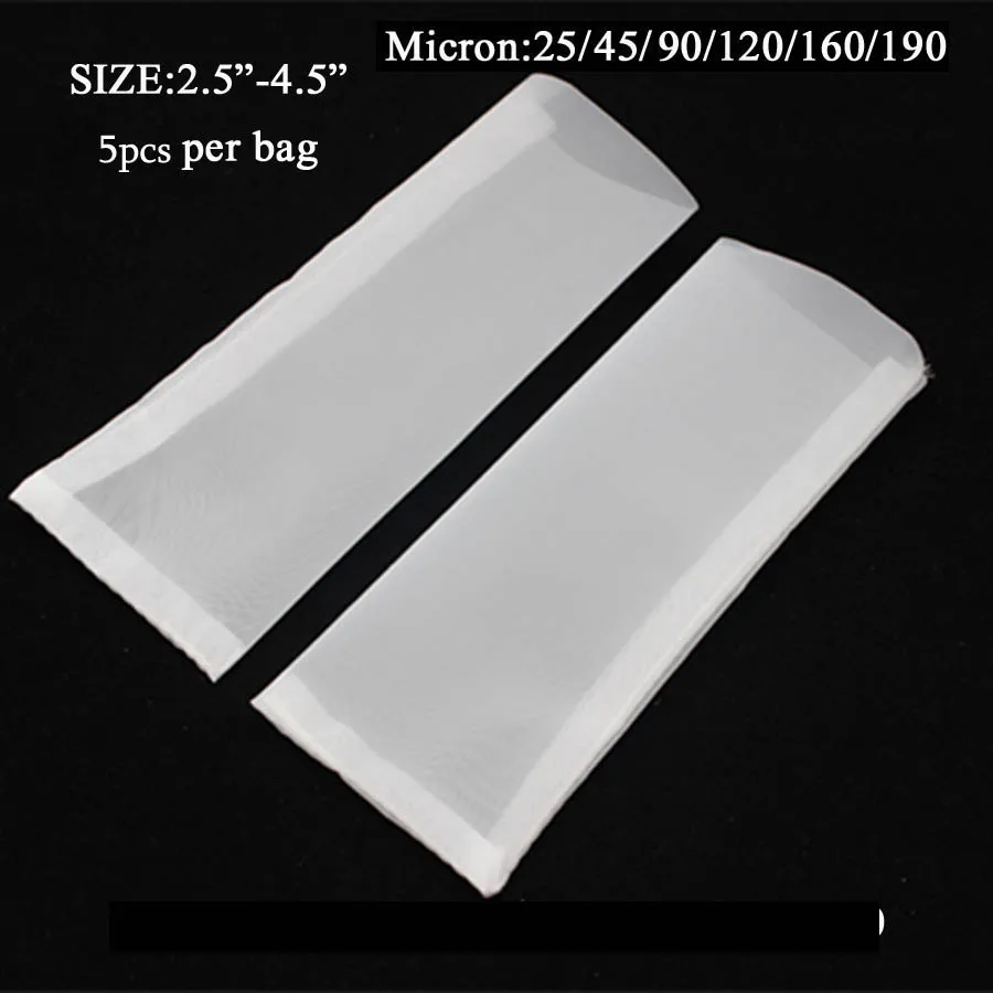 Rosin Press Filter Bag 5pcs 25/45/90/120/160/190 micron 2.5x4.5 inch Nylon Mesh Rosin Press Tea Rosin Filter Bags For Heat Press Machine