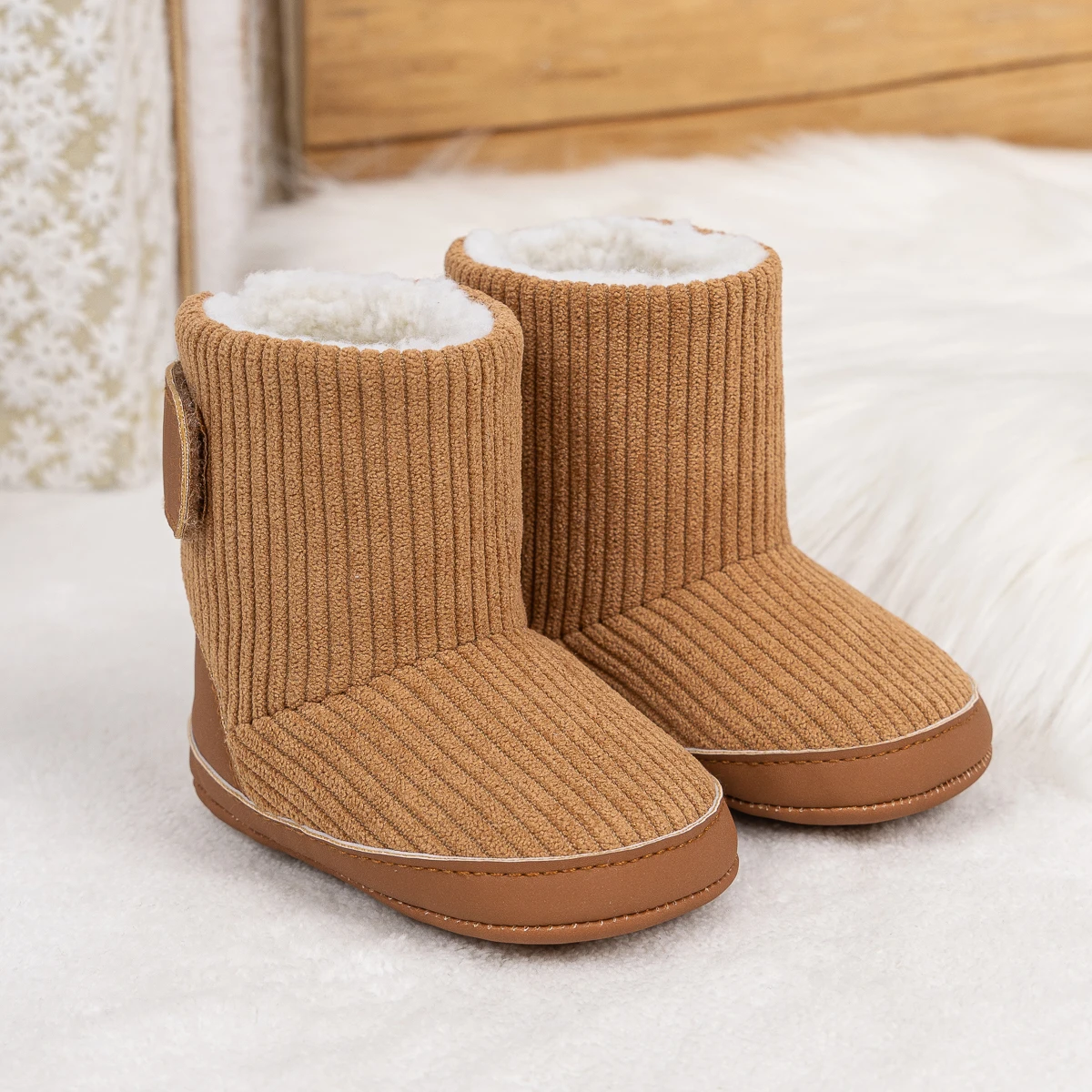 KIDSUN Newborn Baby Winter Boots Soft Corduroy Warm Booties