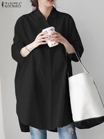 ZANZEA Summer Women Fashion Blouse Lapel Neck Long Sleeve Shirt Femme Casual Loose Work OL Tops Tunic Oversized Solid Blusas - Image 5